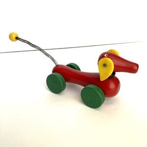 Vintage BRIO DACHSHUND Wiener Dog Wooden Toddler Toy